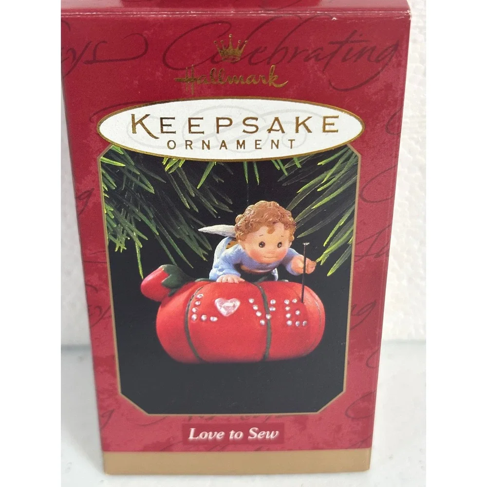 Hallmark‎ Keepsake Ornament Love to Sew Angel Cupid Heart Sewing Needle 1997